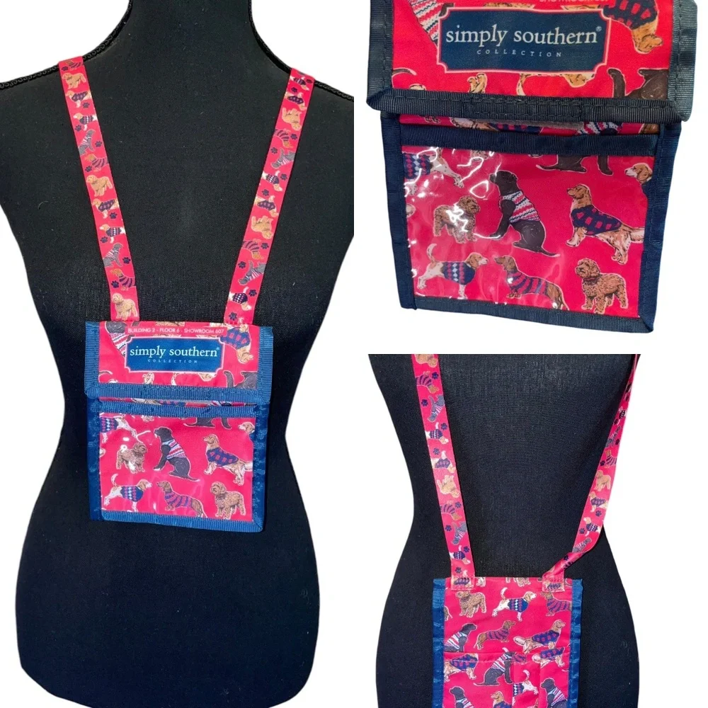 Simply Southern Collection Pink Dog Id‎ Passport Work Lanyard Holder